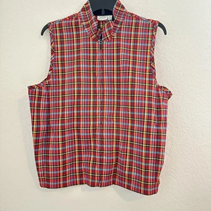 Tail Vest Womens L Red Plaid Zip Front Sleeveless Lightweight Pocket Golf Tennis - Picture 1 of 10