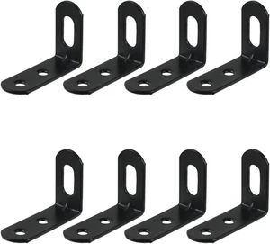 8PCS Black Slotted L Brackets Hardware Adjustable Slotted L Brackets Metal Corne - Picture 1 of 12