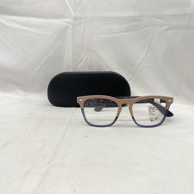 Gafas Ray Ban Unisex Steve Cuadradas Colorblock Browline RB4487V Beige Sobre Azul Foto 1 de 4