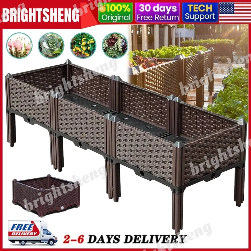 Rectangle Raised Garden Bed Planter Box Flower Vegetables Planting 120*40*38cm - Image 1 of 4