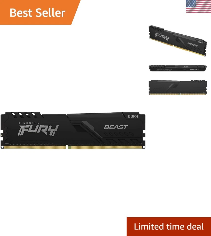Kingston Fury Beast 8GB DDR4 RAM - Low-Profile Heat Spreader - Image 1 of 4