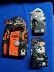 NEW Flexi XTREME Retractable Tape Dog Leash Medium 16' w/ Multi Box & LED Light - Picture 1 of 4