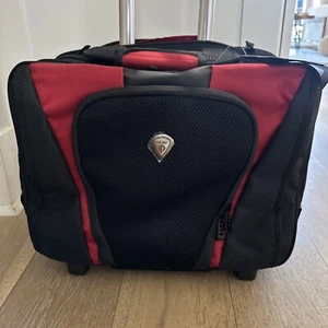 CALPAK Rolling Laptop Tote Carry-On Wheeled Bag. Black & Red Lotus Collection - Picture 1 of 8