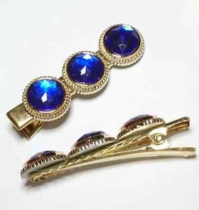 2 elegant blau funkelnde Strass Schnabel Haarklammer Clips Haarspange 5,5 cm - Bild 1 von 4