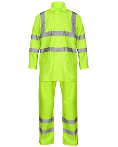 Hi Viz wasserdichter Regenanzug Herren Regenanzug Set Hochvis Sichtbarkeit Jacke Hose - Bild 1 von 8