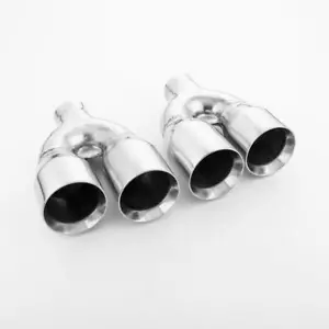 Quad Double Wall 3.5" Out 2.25" Inlet Straight Staggered Exhaust Tips SS304 - Foto 1 di 6