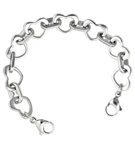 Medical Alert ID Stainless Large Open Heart Link Replacement Bracelet 6 Sizes! - Picture 1 of 1