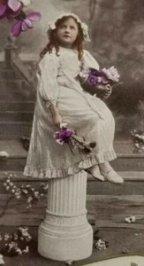 C.1907-1915 Happy Birthday Girl Pedestal Gem Raphael Tuck Postcard  A8-B - Picture 1 of 3