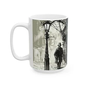 Artistic Ceramic Mug, Vintage Illustration Coffee Cup, Unique Gift for Art [...] - Picture 1 of 13