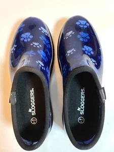 New Sloggers Women's Garden/Rain Waterproof Shoes Black/Blue Paws Size 7 - Picture 1 of 11