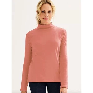 Croft & Barrow Essential Long-Sleeve Mockneck Top Size XXL Pink - Picture 1 of 2