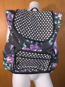 New Volcom Dropout Black Purple Floral Unisex Weekender Travel bag Backpack
