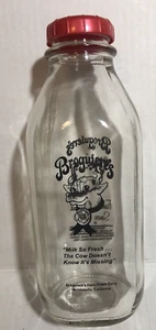 Broguiere's Dairy Quart 32 oz bottiglia latte in vetro con tappo cucina fattoria campagna - Foto 1 di 5