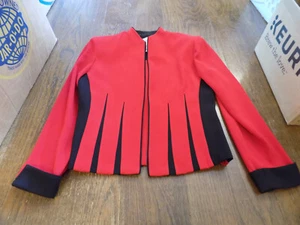 Vtg Petite Perceptions By Irene B Red Darted Black accents open Blazer Sz 6 EUC - Picture 1 of 6