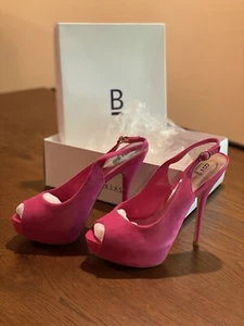 Bakers Pink Suede Peeptoe Platform High Heels Size 9M EUC - Picture 1 of 12