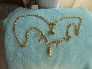 Collana lunga da fogna con ciondoli - tono oro - perle di cristallo - 40 pollici - Foto 1 di 3