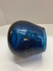 Roost mundgeblasene Blase Glas Kunst Vase dick organische Form Aufkleber blau schwer Geschenk - Bild 1 von 6