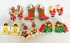 Vintage Christmas Paired Stud Earrings Lot Santa Candy cane Stocking