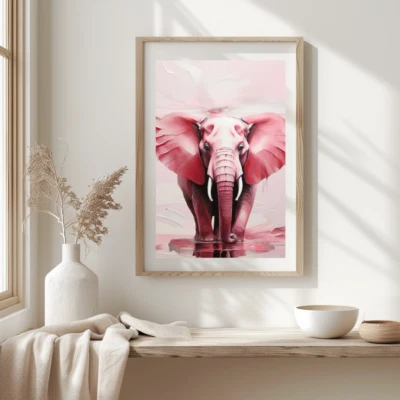Animal elefante africano - rosa - safari - arte de pared digital póster decoración Foto 1 de 3