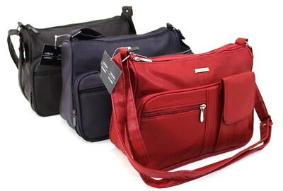 Lorenz Faux Leather Multi Pocket Organizer Shoulder Bag Across Body Bag Handbag