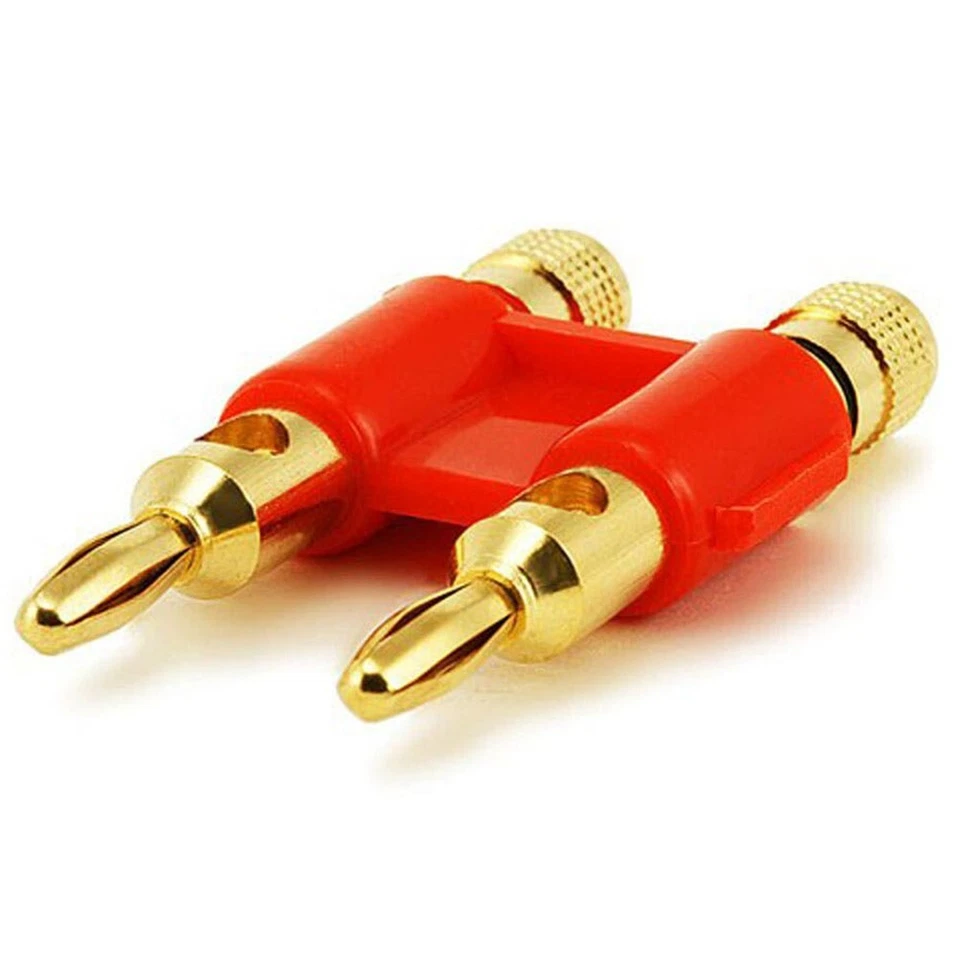 Dual Banana Plug Connector Audio Speaker Wire Cable 3/4" Spaced Gold Plated - Image 1 of 1