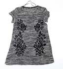 George Womens Grey Scoop Neck Floral Polyester Tunic Jumper Size 12
