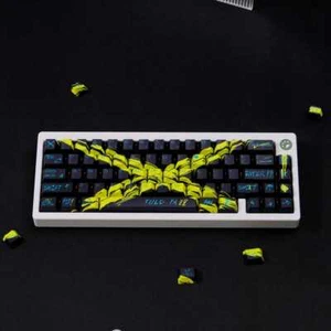 PBT EVA X Black Yellow Theme Keyboard Keycaps Cherry Profile Set for MX - Picture 1 of 18