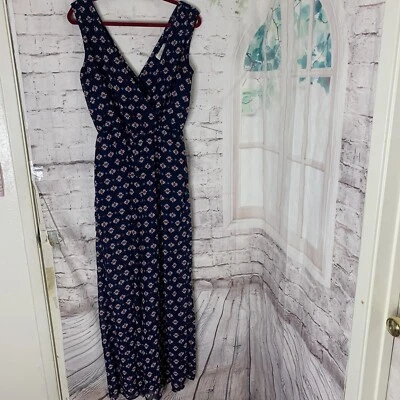 Mono mameluco My Michelle para mujer talla mediana azul bolsillos gasa cintura elástica Foto 1 de 4