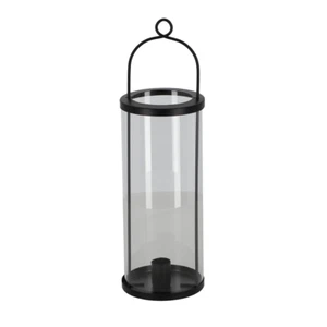 Esschert Design Windlicht mit Kerzenhalter Eisen Glas schwarz Laterne modern - Bild 1 von 2