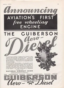 Pubblicità motore aeronautico diesel Guiberson 1932 23/10/2024w - Foto 1 di 1