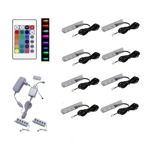 QLS LED Set Schrank- Glaskantenbeleuchtung RGB Clips 12V Fernbedienung 16 Farben - Bild 1 von 11
