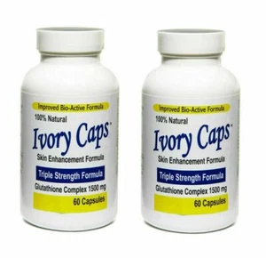 IVORY CAPS PILLS GLUTATHIONE SKIN ENHANCEMENT WHITENING 1500MG THISTLE 2 BOTTLES - Picture 1 of 1
