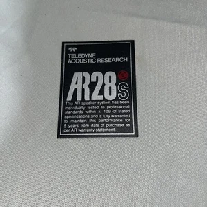 Vintage Acoustic Research AR28S HiFi Speaker Badge Logo Emblem Genuine Label - Picture 1 of 2
