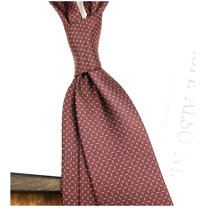 Nova gravata masculina xadrez clássica vermelha branca tecido jacquard 100% seda - Imagem 1 de 1