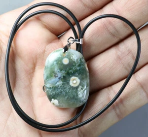Beautiful ! Amazing Orbicular Ocean Jasper Agate Crystal Reiki Stone Pendant 13g - Picture 1 of 7