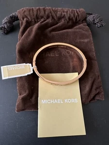 Michael Kors Rose Gold Tone Logo Love Bangle Bracelet with BAG NWT - Picture 1 of 3