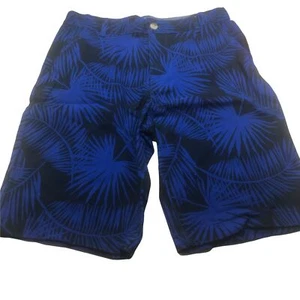Wonder Nation Boy's Size 16 Adjustable Waist Flat Front Short Blue Palm Leaf New - Picture 1 of 12