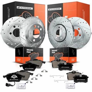 12x Front & Rear Drilled Rotor & Brake Pad for Volkswagen Beetle 2000 Golf Jetta - Picture 1 of 10