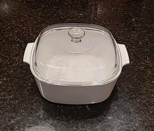 CorningWare Solid White 5 Liter Square Casserole A-5-B w/Pyrex Lid (A-12-C) - Picture 1 of 24