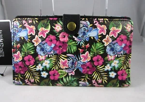 Disney Loungefly Lilo Stitch Tropical Wallet Heart Logo Tag NWT - Picture 1 of 7