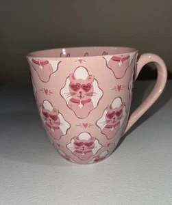 Taza de cerámica de higo y helecho cara de gato felino buena rosa 20 oz nueva sin etiquetas - Imagen 1 de 5