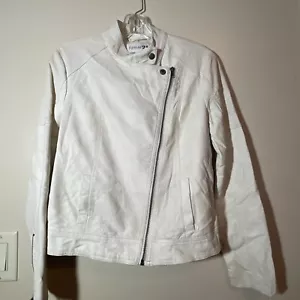Forever 21 Cream Nude Casual Moto Jacket Women Size small - Picture 1 of 6