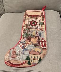 Medias de Navidad vintage a punta de aguja chimenea de Papá Noel, oso de peluche - Imagen 1 de 14