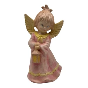 Vintage Ceramic Christmas Girl Angel W/Lantern Figurine Hand Painted 8” Tall - Picture 1 of 9