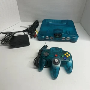 Nintendo 64 Funtastic Clear Teal Ice Blue System Konsole Original Controller & Kabel - Bild 1 von 17