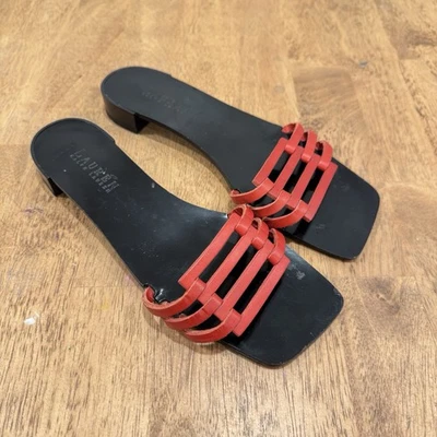 Sandalias Lauren Ralph Lauren negras rojas tejidas 8,5B  Foto 1 de 4