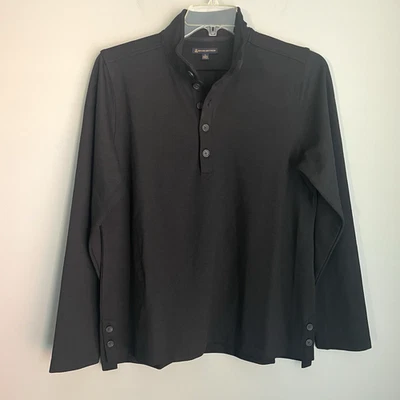 Brooks Brothers Shirt Women's Size L Black Pullover Mock Neck Quarter Button - Image 1 of 4