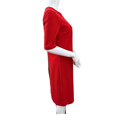 BODEN Size 8 Jemima Ottoman Red Ribbed Knit Dress Colorblock Stripe Shift Midi - Image 1 of 4