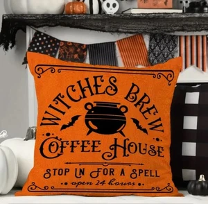 Retro Halloween Überwurf Kissenbezüge 18x 18" Hexengebräu - Bild 1 von 4