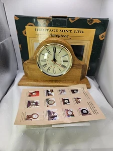 Heritage Mint LTD Timepiece Cambridge Oak Mantle Clock Tested - Picture 1 of 13